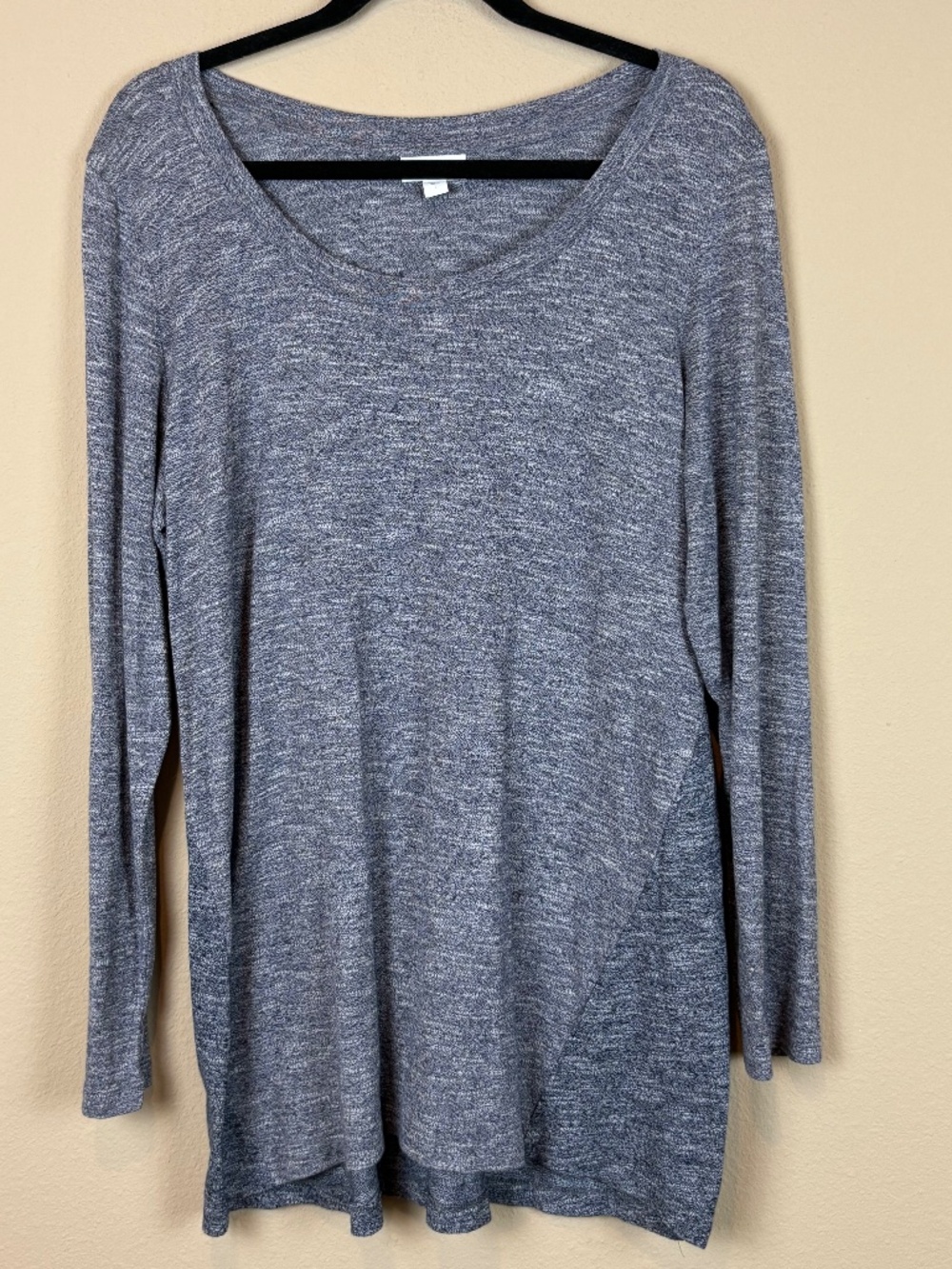 J.Jill Gray Heathered 100% Cotton Two Toned Long Sleeve T-Shirt Tunic Top